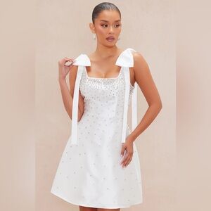 Fashion Nova White Embellished Mini Dress